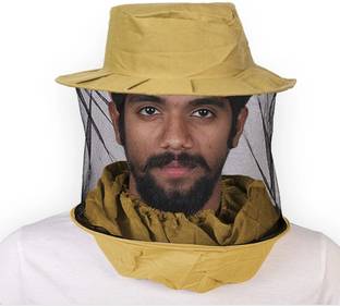 TURRITOPSIS Bee cap Bee veil pack of 1 Light Brown Veil for The Protection of Face from A Bee Sting (Pack of 1) Safety Cap