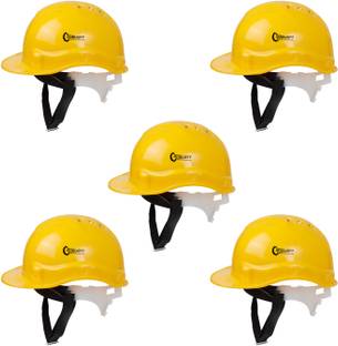Robustt Heavy Duty Nape Safety Helmet - Yellow|Adjustable Headband|Pack of 5 As Per ISI Safety Standard For Industrial Use Construction Helmet