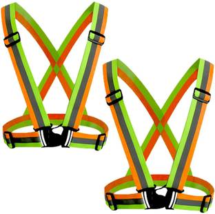 RBGIIT Night Cycling Reflector Strips Cross Belt Stripes Adjustable Orange360 degree Safety Jacket