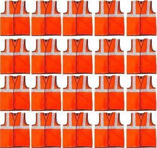 Buysafe Safety Jacket with Good Quality reflecting Pack of 20 Safety Jacket (Orange) Safety Jacket