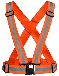 MURLI CHITRASHALA Safe High Visibility Protective Safety Reflective Vest Belt Jacket, Night Cycling Reflector Strips Cross Belt Stripes Adjustable Vest.. Safety Jacket