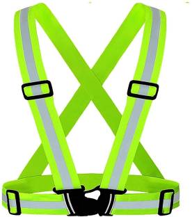 sicuro High Visibility Elastic Safety Belt , Night Cycling Reflector Strips Adjustable Safety Jacket