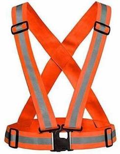 HyperTrex Safe High Visibility Protective Safety Reflective Vest Belt Jacket, Night Cycling Reflector Strips Cross Belt Stripes Adjustable Vest Safety Jacket Safety Jacket