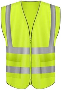 ANGELSAFE Reflective Safety Jacket, Pockets, High Visibility Polyester Fabric Free Size Safety Jacket