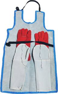 90 Degree Welding Safety Leather Apron Jacket Hand Gloves Inner Protective Sleeves 3pc Set Safety Jacket