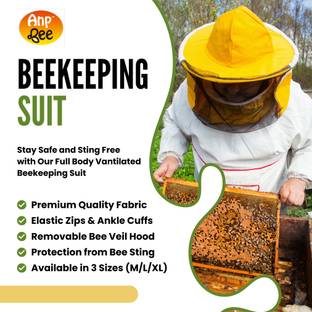 ANP BEE Ventilated Full Body Beekeeping Suit Safety Jacket (White) Size M Safety Jacket