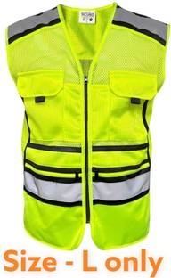 sicuro Hi Visibilty Neon Green Jacket suitable for construction, Road Safety & Airports Safety Jacket
