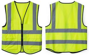 ANGELSAFE Safety Jacket High Visibility Reflective Green Zipper Polyester Fabric Jacket Safety Jacket