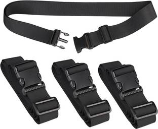 LAKSHMINARAYAN SALES 3 Meter Utility Strap with Quick-Release Buckle Adjustable Black, 4-Pack Luggage Strap