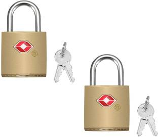 FRKB 2pc -Small Brass Lock TSA Approved with Keys International Locks for Luggage Bag Safety Lock
