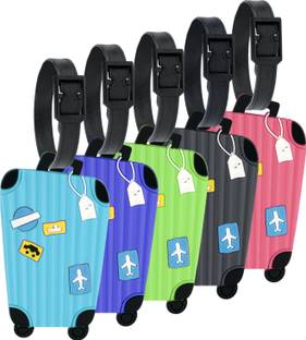 SNDIA 5 Pack Travel tag, School Tags with Strap Mart Travel suitcase Luggage Tag