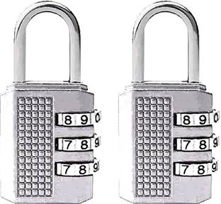 SYGA 3 Digit Combination Padlock Black Number Luggage Travel Code Lock Pack of 2 Safety Lock