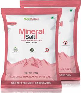NUTROACTIVE Mineral Himalayan Pink Rock Salt Fine Grain (0.5-1 mm) 1 Kg- Pack of 2 Himalayan Pink Salt