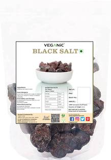 Veganic Organic Black Whole Natural Black Salt Crystal | Kala Namak| Kala Loon Chunks Black Salt