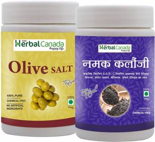 HARC Herbal Canada Olive Salt (120g) + Kalonji Namak (120g) | Healthy Combo Pack Sea Salt
