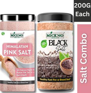 mickno organics Combo Himalayan Pink Salt(Sendha Namak)& Black Salt (Kala Namak) Himalayan Rock Salt