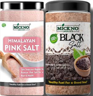 mickno organics Combo of 2|500gEach| Black Salt(Kala Namak)|Pink Salt Weightloss(Sendha Namak)| Himalayan Pink Salt