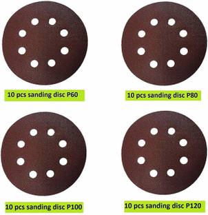Inditrust 40pc Round Sand Paper Sanding Disc for Orbital Sander 5-Inch - P60, P80, P100, P120 Emery Sandpaper