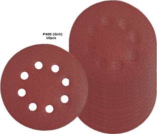 Inditrust 10pc 5inch Sand paper size P400 (400 Grit) 8 Hole Round Velcro disc Emery Sandpaper