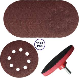 NPH 5inch Backing pad with Nut and 11pc Sand Paper Size P60 Emery Sandpaper
