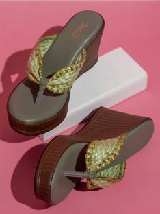 Inc.5 Party Wear Solid Round Toe Wedges Heel Sandals Women Wedges