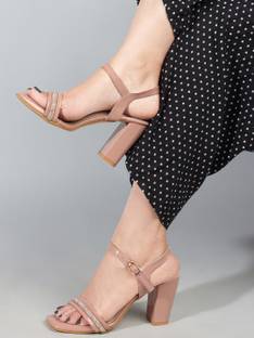 CARLTON LONDON Women's Square Toe Ankle Strap Block Heel Sandals Women Heels