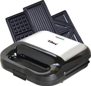 LIBRA by Libra Sandwich Maker 3 in 1, Detachable Plates for Toast, Waffle, Grill, 750 W Grill, Toast, Waffle