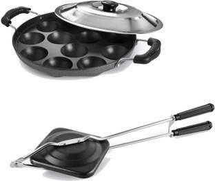 HM EVOTEK Non-electric Sandwich Maker | 2 Side Handle Appam Patra / Appam pan with Lid K7 0 W Pop Up Toaster