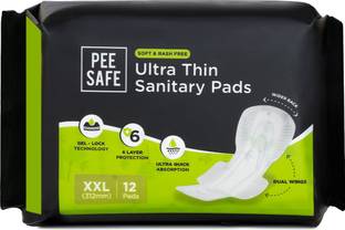Pee Safe Ultra Thin Sanitary pad for Women XXL Cottony Soft Dual Wings Rash Free Periods Sanitary Pad