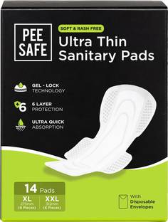 Pee Safe Ultra Thin Sanitary Pads For Women (8 XL + 6 XXL) Dual Wings Rash Free Periods Sanitary Pad