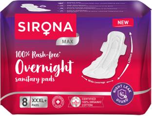 SIRONA Max 100% Rash Free Overnight Sanitary Pad for Women made with Organic Cotton Sanitary Pad