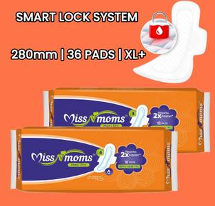 MISS N MOMS XL+ Sanitary Pads | 280mm | 36 Pads | Maxi Dry with Smart Lock System Sanitary Pad