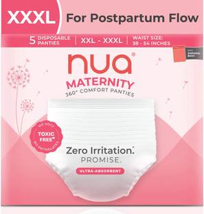 Nua Ultra-Absorbent Maternity Panties XXL-XXXL (38-54 INCHES)|Pack of 5 Sanitary Pad