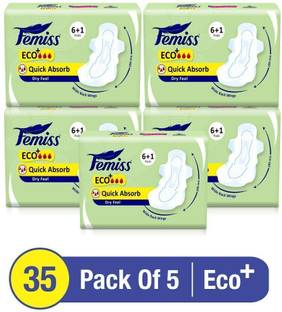 Femiss Dry Feel Over Night Sanitary Pad - ECO+ Extra Large,Combo pack Of 5 (Each -8 Pads Total -40 pads) Sanitary Pad