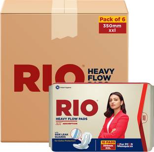 Rio Heavy Flow XXL 60 Pieces with 350mm coverage,Side Leak guards,PCOD and Menopause Sanitary Pad