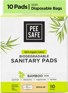 Pee Safe Organic Cotton Ultra Thin Biodegradable Regular Sanitary Pad (Pack of 10) Sanitary Pad