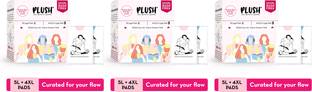 PLUSH Pure Cotton Sanitary Pads with Disposable Pouch|5L+4XL Sanitary Pad