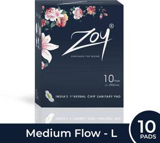 Zoy Herbal Sanitary Pad| Natural Care| High Absorption| Size - L, Medium Flow,290mm Sanitary Pad