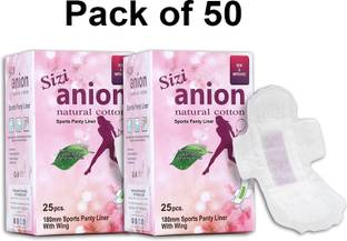 SIZI Organic Cotton Ultra Thin Panty liners, Menstrual Feminine Pads.(50Pads,Packof2) Pantyliner