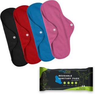 CareDone Reusable and Washable Cotton Menstrual cloth pad (Extra Large,Pack of 4) Pantyliner