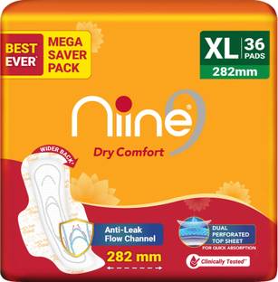 niine Dry Comfort Extra Long Sanitary Pads, Anti Leak Flow Channel (Combo of 1) Sanitary Pad
