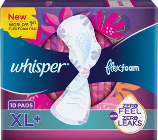 Whisper Flexfoam, XL+ Sanitary Pads, Upto Zero Feel Zero Leaks, World's 1st Flexfoam Pad Sanitary Pad