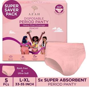 AZAH Disposable Period Panties| Peachy New Look | Heavy Flow Coverage | L-XL | Sanitary Pad