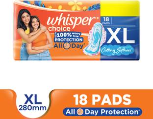 Whisper CHOICE XL, UPTO 100% STAIN PROTECTION ALL DAY Sanitary Pad