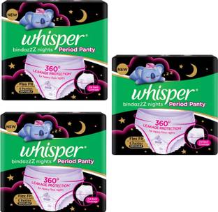 Whisper BindazzZ night period panty panties 1+1+1 pack of Sanitary Pad