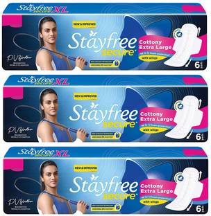 STAYFREE secure Cottony Comfort XL - 6x3 Sanitary Pad