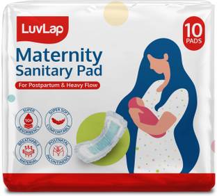 LuvLap Extra Absorbent Maternity Pads, Pack of 10 Pads, 0-2 Weeks Post-Birth Sanitary Pad