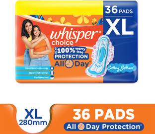 Whisper CHOICE XL, UPTO 100% STAIN PROTECTION ALL DAY Sanitary Pad