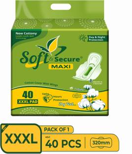 soft & secure PureCotton Maxi Heavy Flow Pad Size XXXL (40 Pads) Sanitary Pad