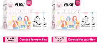 PLUSH Pure Cotton Sanitary Pads with Disposable Pouch|5L+4XL Sanitary Pad